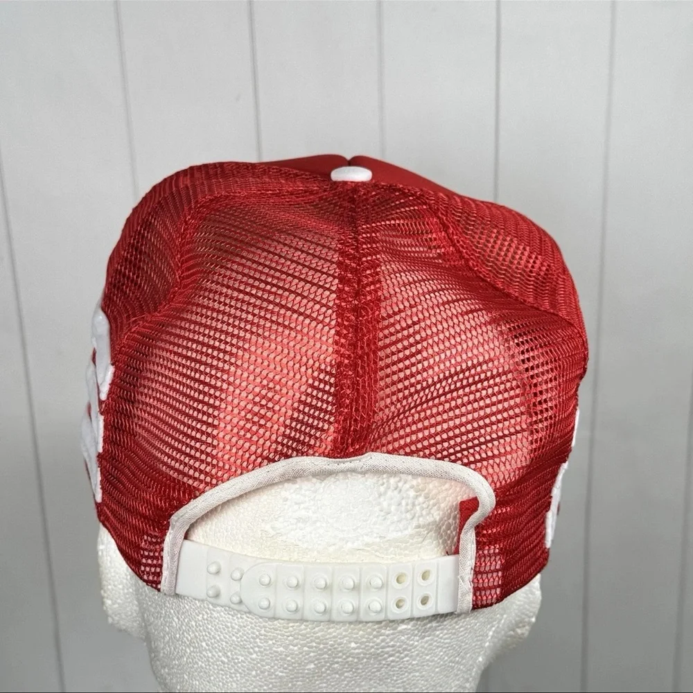 VTG 3-Stripe Trucker Hat Kansas Snapback Grunge Hipster Streetwear Cap Red/White